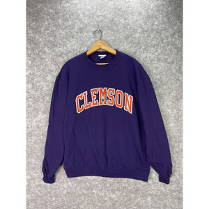 Clemson Tigers Sweatshirt Mens Large Purple NCAA Football Champion Fleece